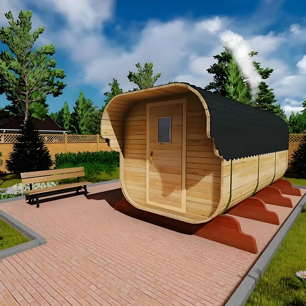 Curved Wood-Fired Outdoor Sauna Cabin CSA-709 reference view 2