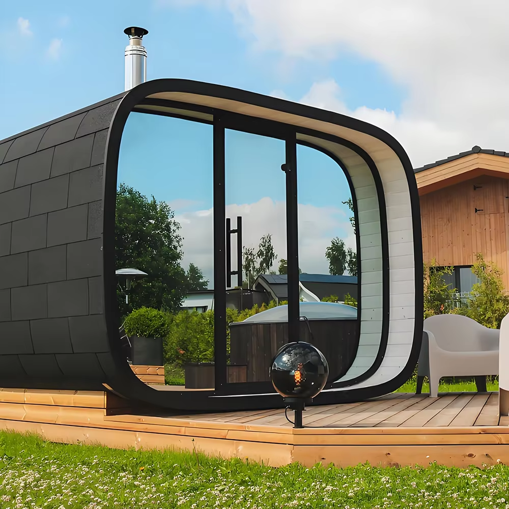 Curved Wood-Fired Outdoor Sauna Cabin CSA-709 reference view 3