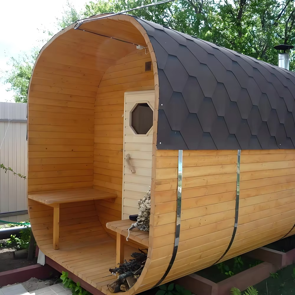 Curved Wood-Fired Outdoor Sauna Cabin CSA-709 reference view 4