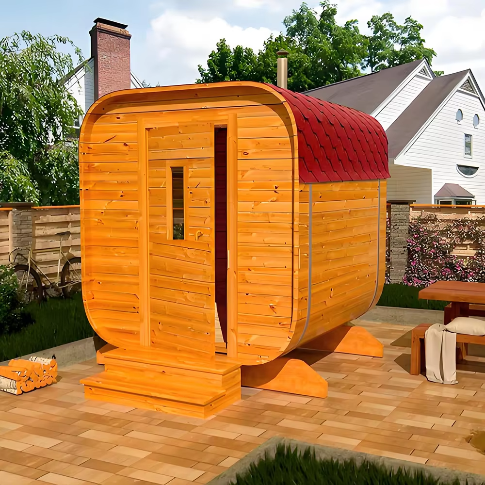 Curved Wood-Fired Outdoor Sauna Cabin CSA-709 reference view 5