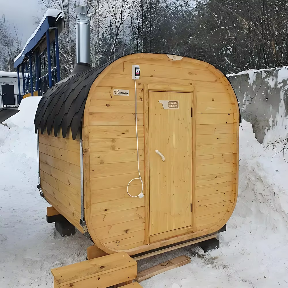 Curved Wood-Fired Outdoor Sauna Cabin CSA-709 reference view 6