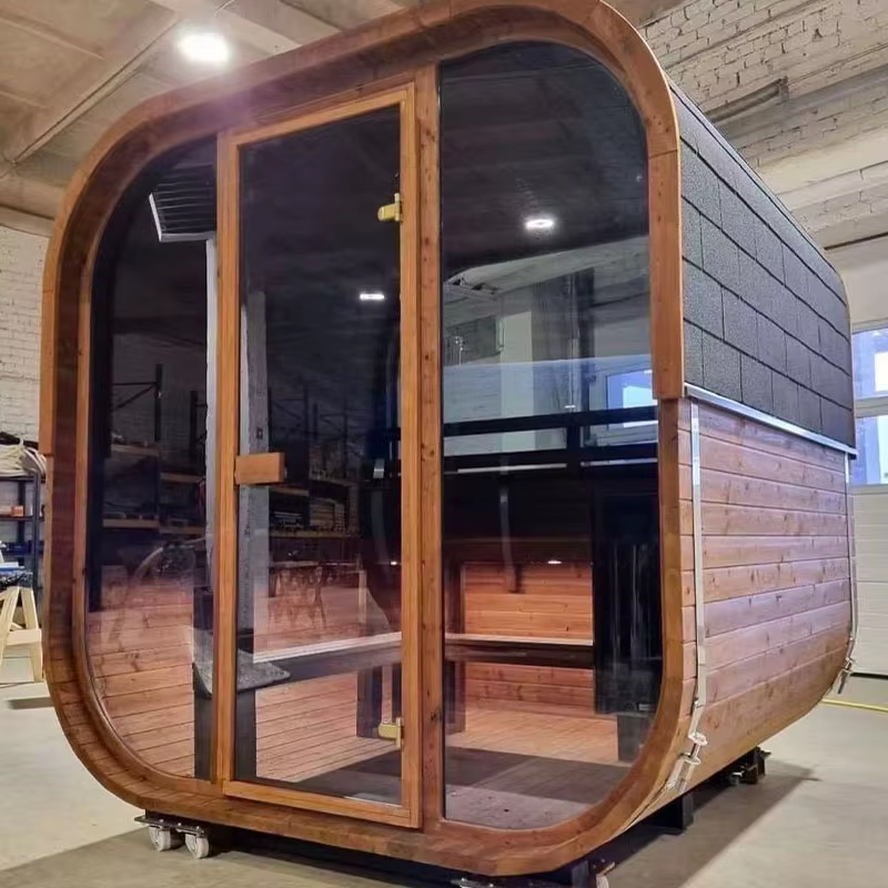 Rounded Outdoor Garden Sauna Cabin With Porch Benches CSA-715 reference view 6