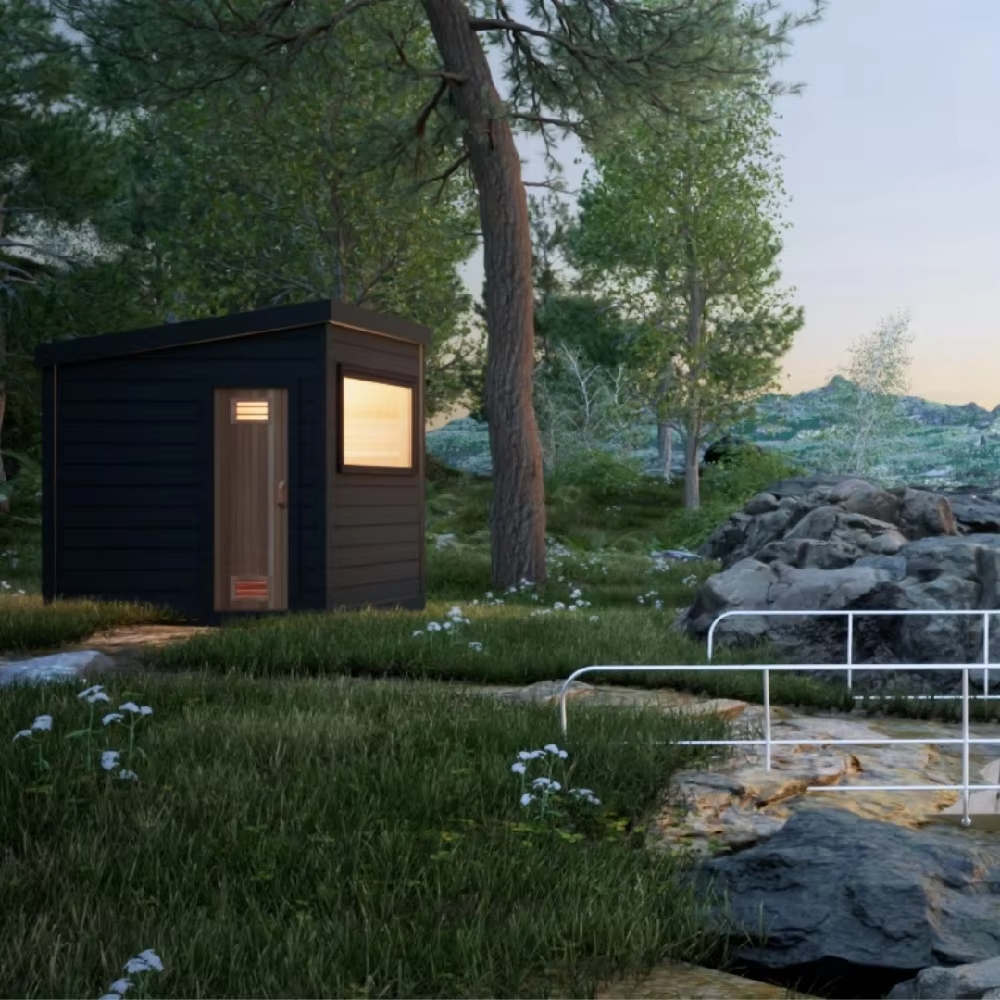 Black Frame Outdoor Sauna Cabin With Side Window CSA-716 reference view 2