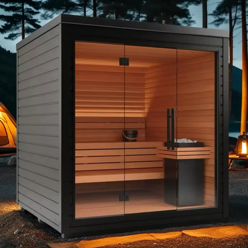 Compact Outdoor Glass Sauna Room With Heater Kit product image