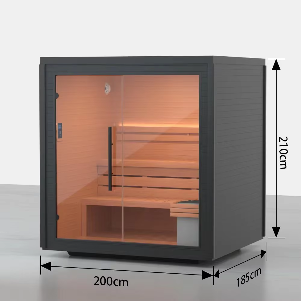 Compact Outdoor Glass Sauna Room With Heater Kit CSA-718 reference view 2