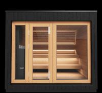 Hemlock Square Sauna Room with Black Exterior and Glass Front CSA-719 reference view 2