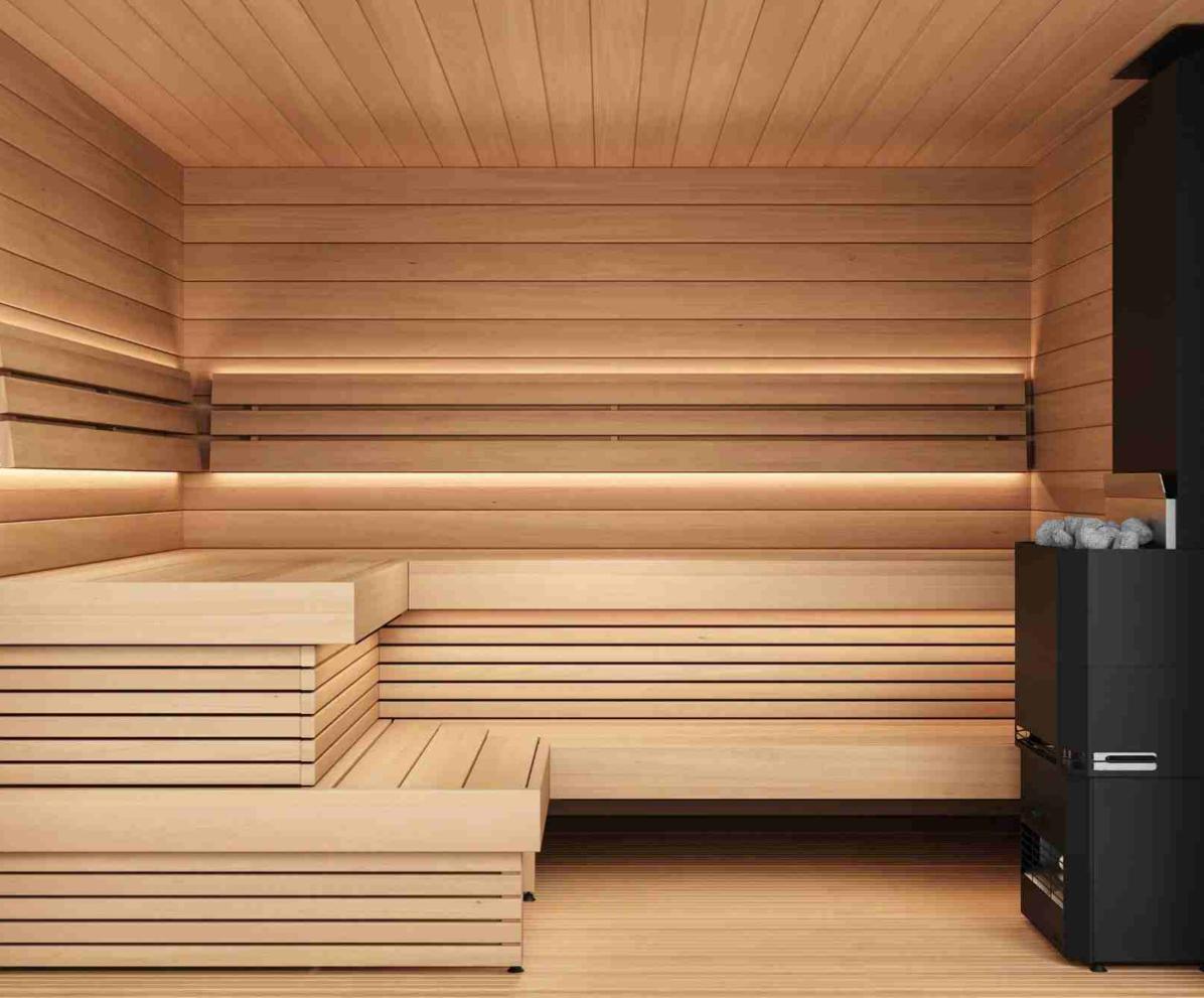 Hemlock Square Sauna Room with Black Exterior and Glass Front CSA-719 reference view 3