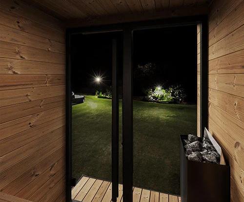 Thermo Wood Square Sauna Room with Black Frame Glass Front CSA-720 reference view 3