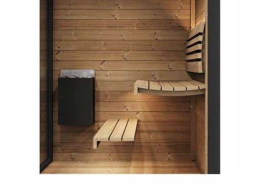 Thermo Wood Square Sauna Room with Black Frame Glass Front CSA-720 reference view 4