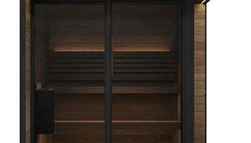 Thermo Wood Square Sauna Room with Black Frame Glass Front CSA-720 reference view 5