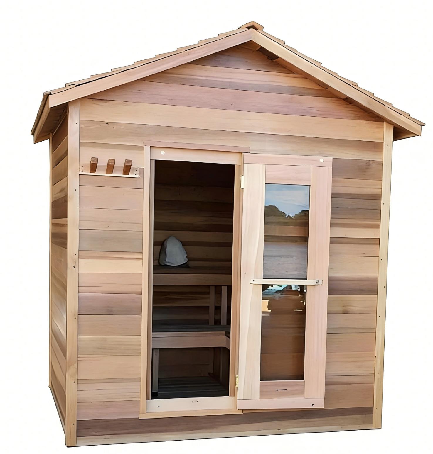 Canadian Red Cedar Square Sauna Room with Pitched Roof product image