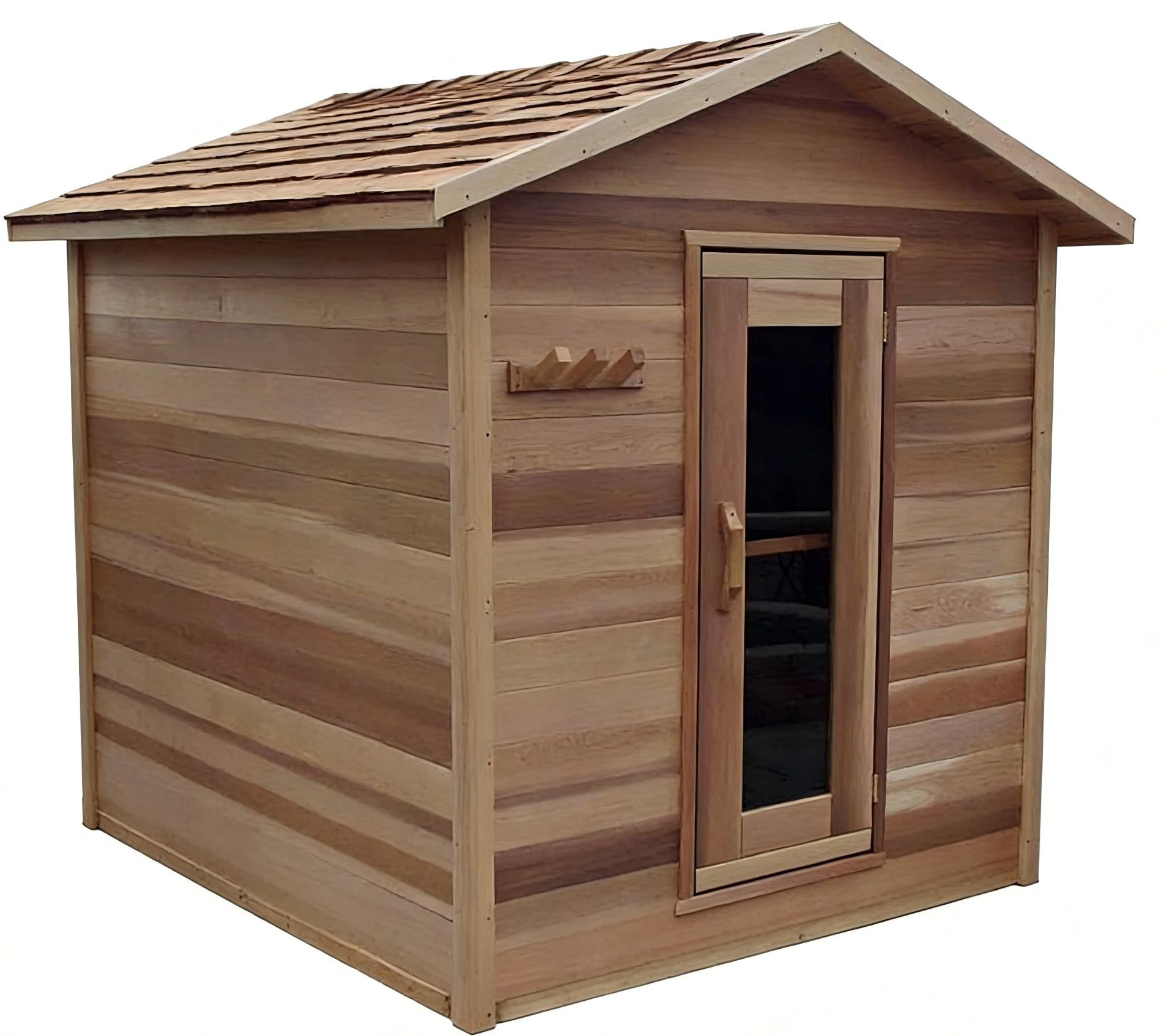 Canadian Red Cedar Square Sauna Room with Pitched Roof CSA-721 reference view 2