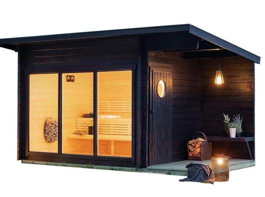 Black Exterior Garden Sauna Room with Porch Layout product image