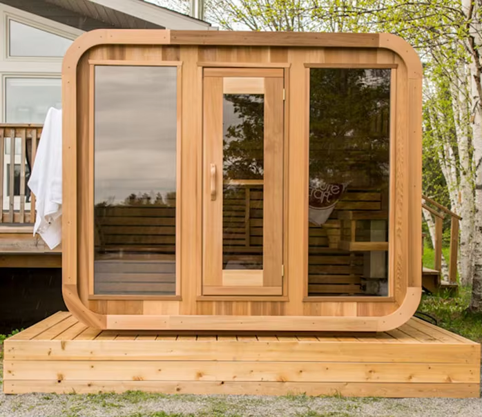 Light Wood Rounded Corner Outdoor Sauna Cabin CSA-726 reference view 3