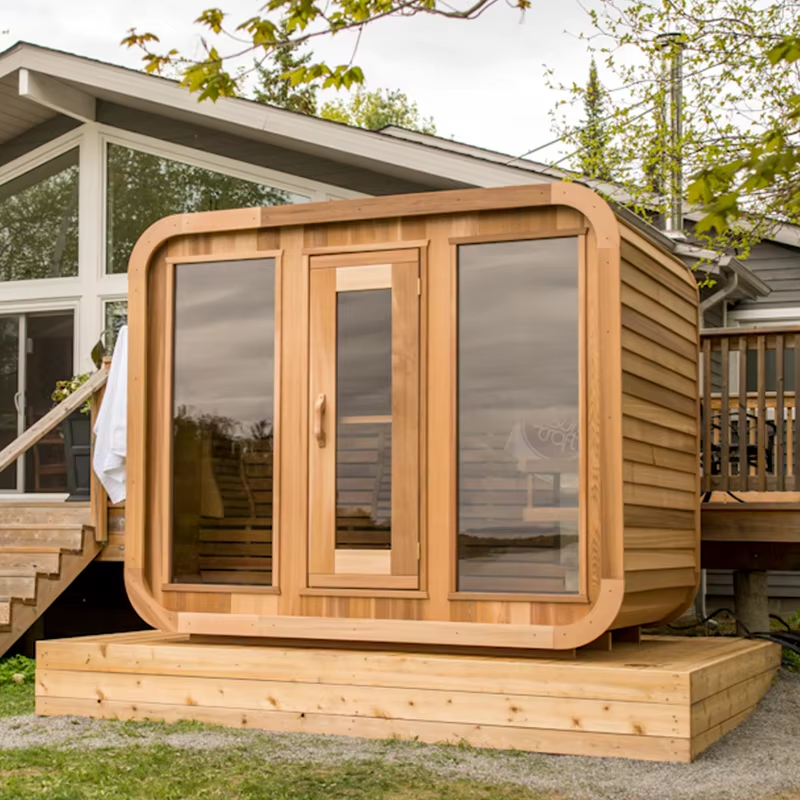 Light Wood Rounded Corner Outdoor Sauna Cabin CSA-726 reference view 4