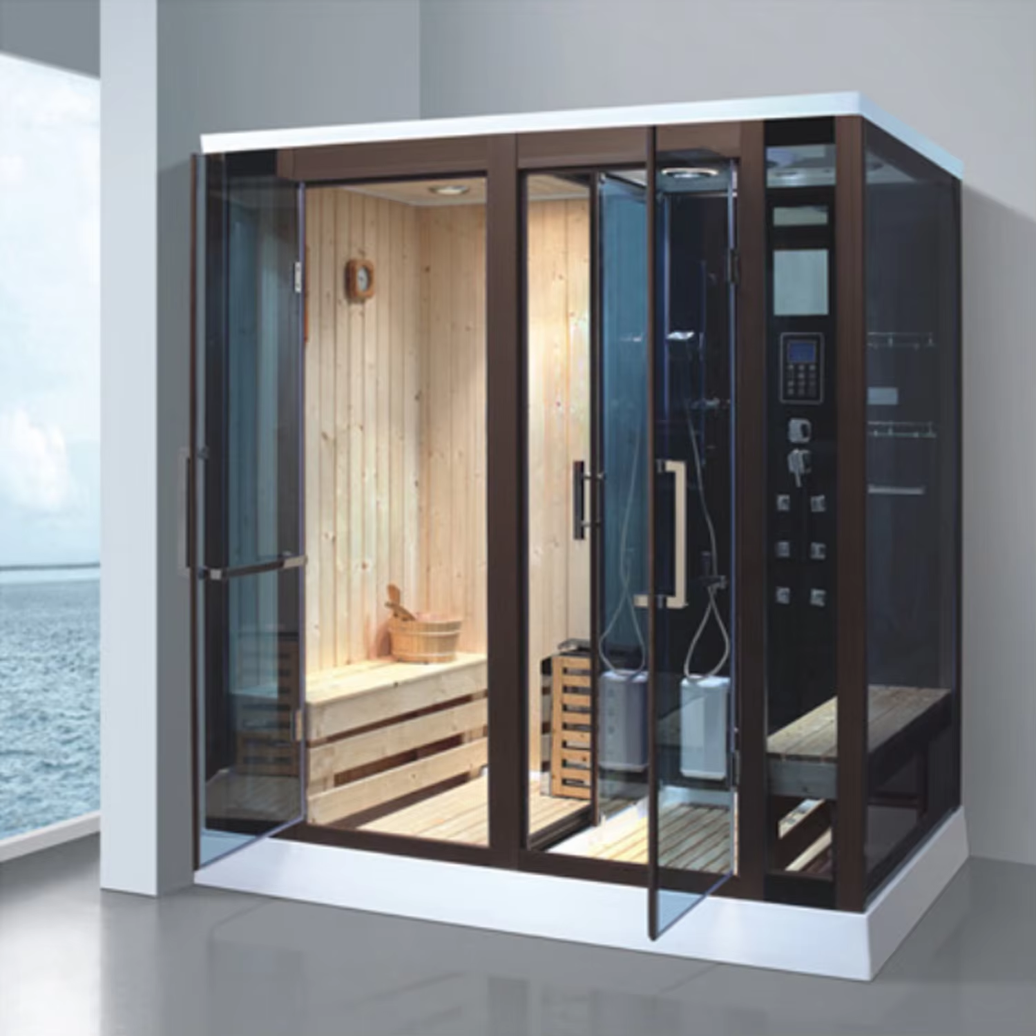 Indoor Red Cedar Sauna Shower Combination Room product image