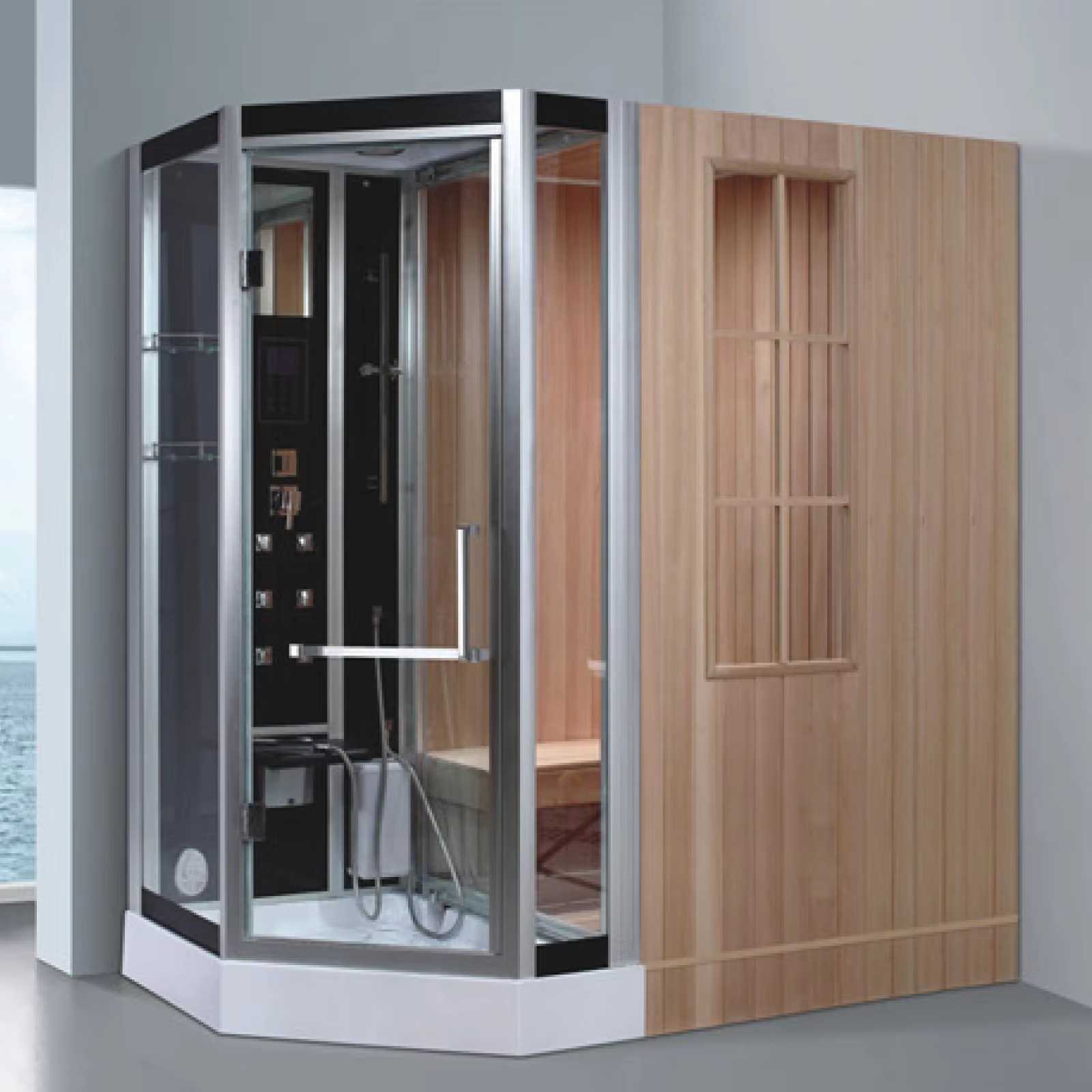 Indoor Red Cedar Sauna Shower Combination Room CSA-727 reference view 5