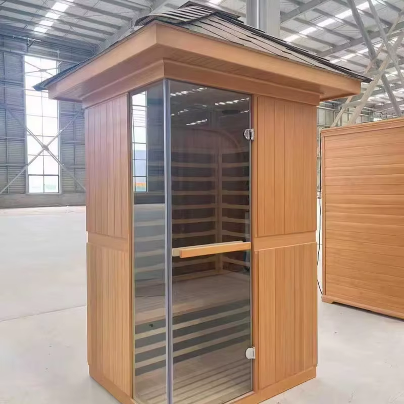 Compact Octagon Outdoor Sauna Room with Full Glass Door CSA-729 reference view 2