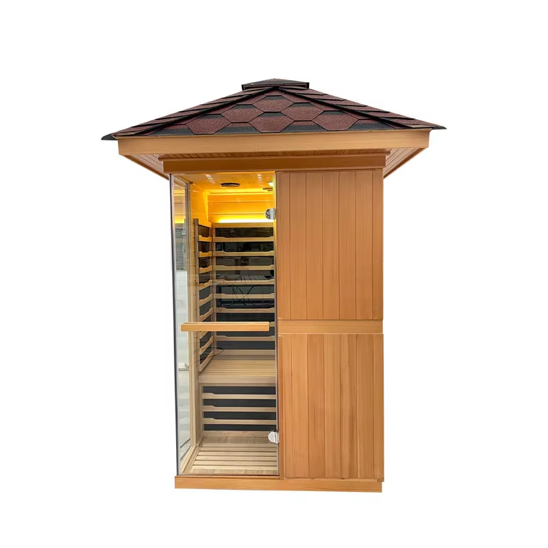 Compact Octagon Outdoor Sauna Room with Full Glass Door CSA-729 reference view 3