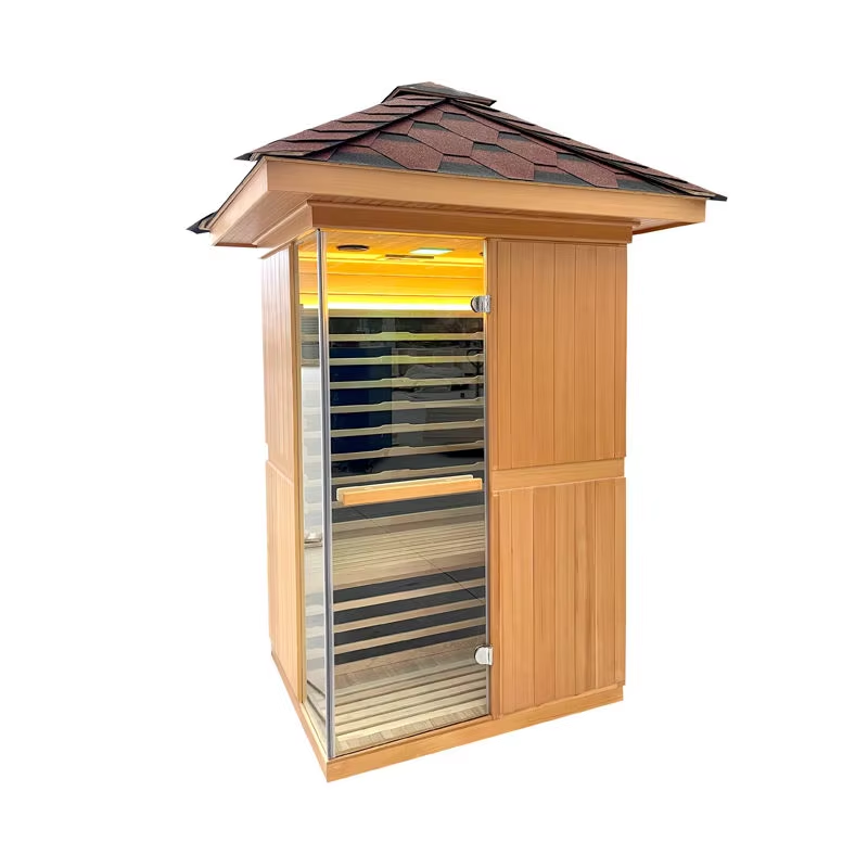 Compact Octagon Outdoor Sauna Room with Full Glass Door CSA-729 reference view 4