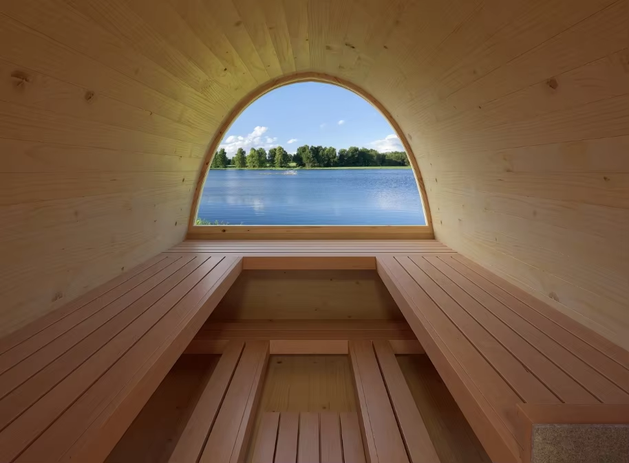 Large Arched Outdoor Sauna Pod with Panoramic Rear Window CSA-730 reference view 4