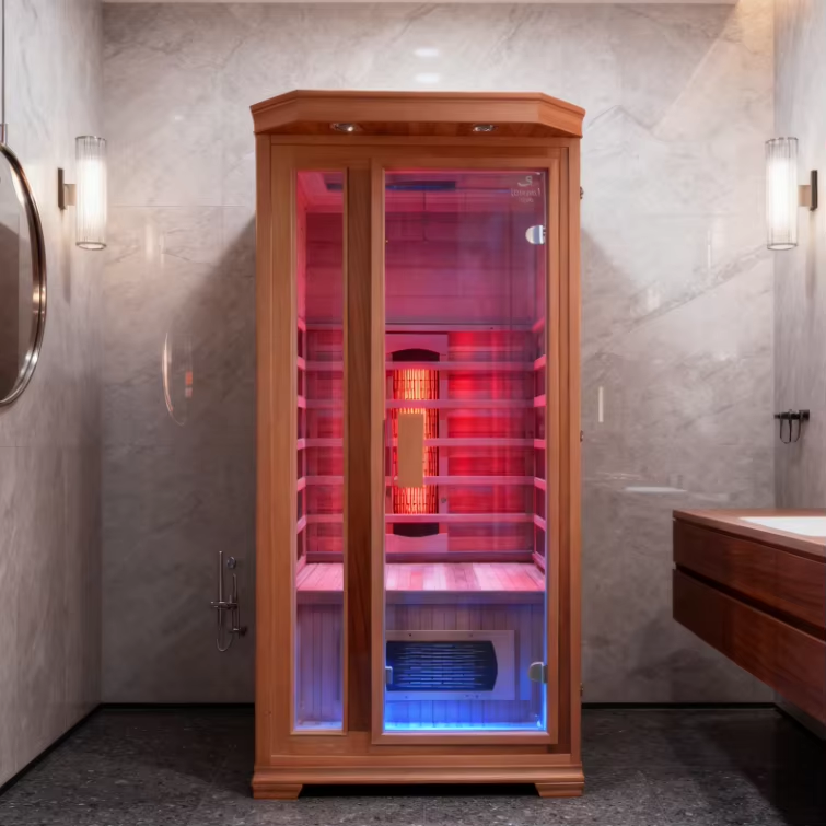 One Person Indoor Red Cedar Infrared Sauna Room product image