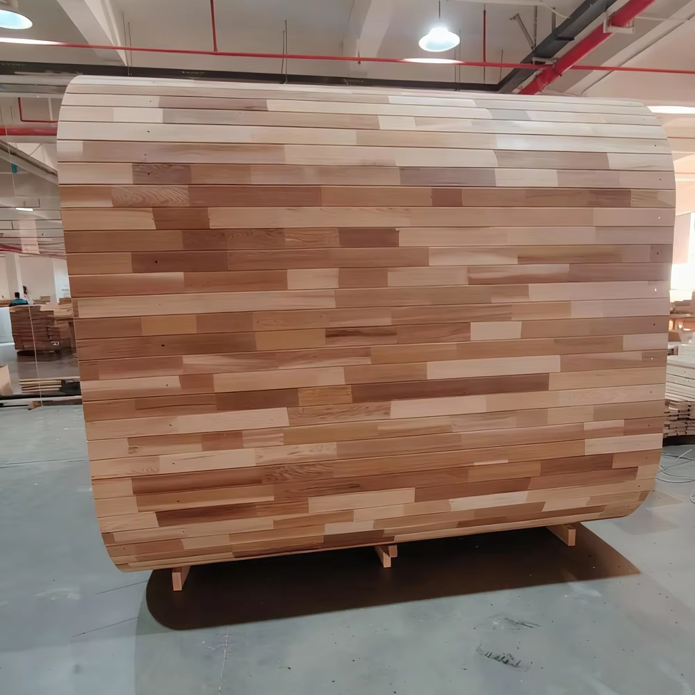 Large Mosaic Wood Outdoor Sauna Room with Changing Area CSA-732 reference view 2