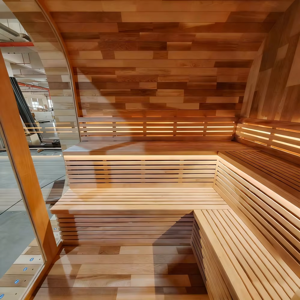 Large Mosaic Wood Outdoor Sauna Room with Changing Area CSA-732 reference view 5