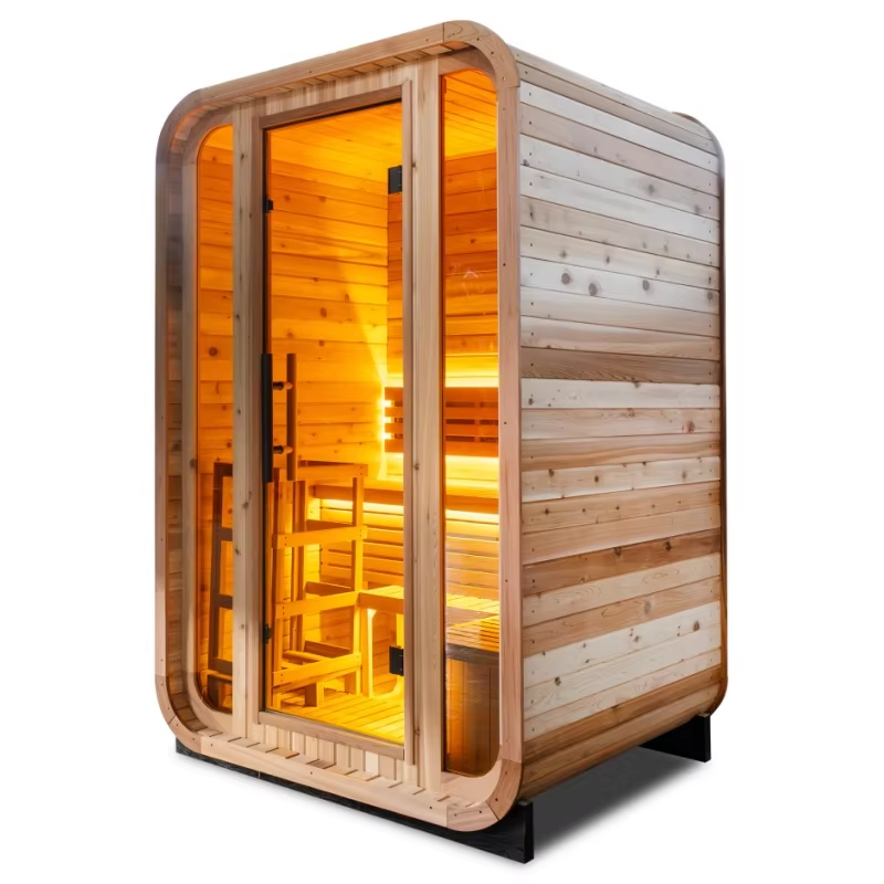 Compact Rounded-Corner Outdoor Sauna Room with LED Bench product image