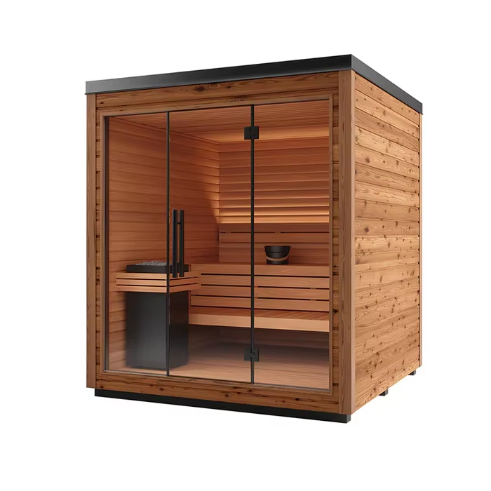 Black Exterior Glass-Front Outdoor Sauna Cabin CSA-734 reference view 4