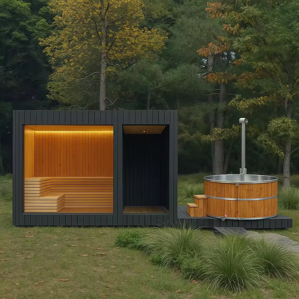Outdoor Sauna Room and Hot Tub Combo CSA-735 reference view 2