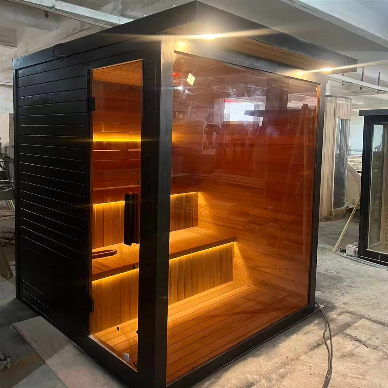 Commercial Black Glass Prefab Steam Sauna Room product image