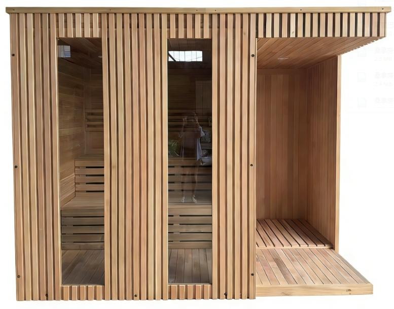 Red Cedar Square Sauna Room with Side Porch product image