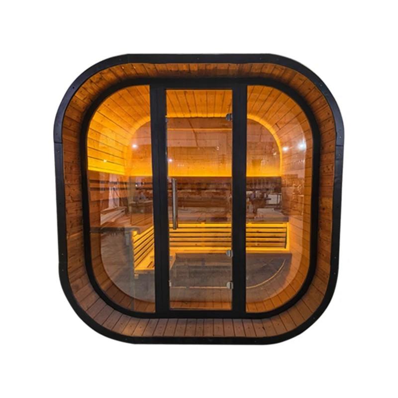 Thermo Wood Black Arched Sauna Pod with Glass Front product image