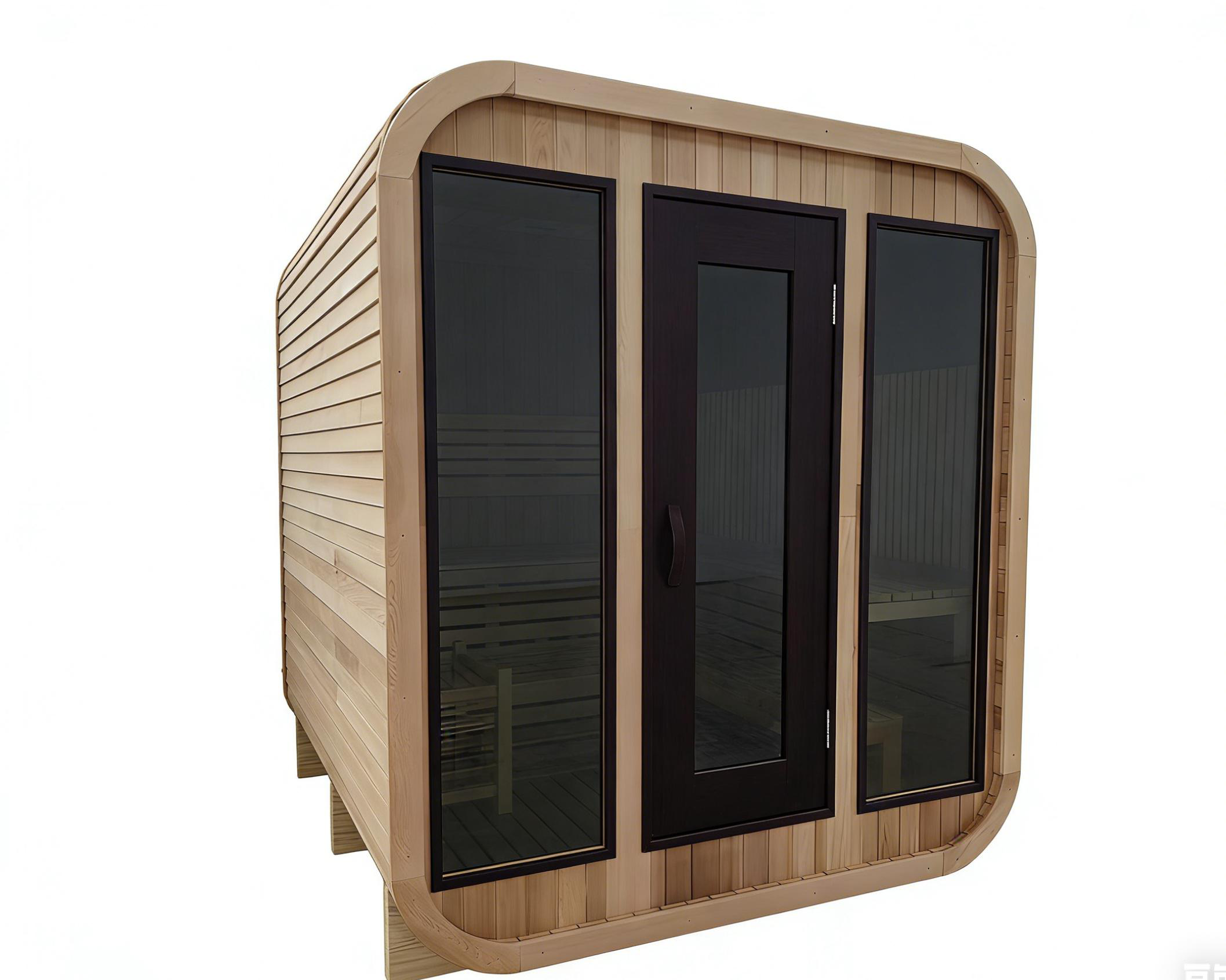Red Cedar Double-Door Sauna with Black Glass product image