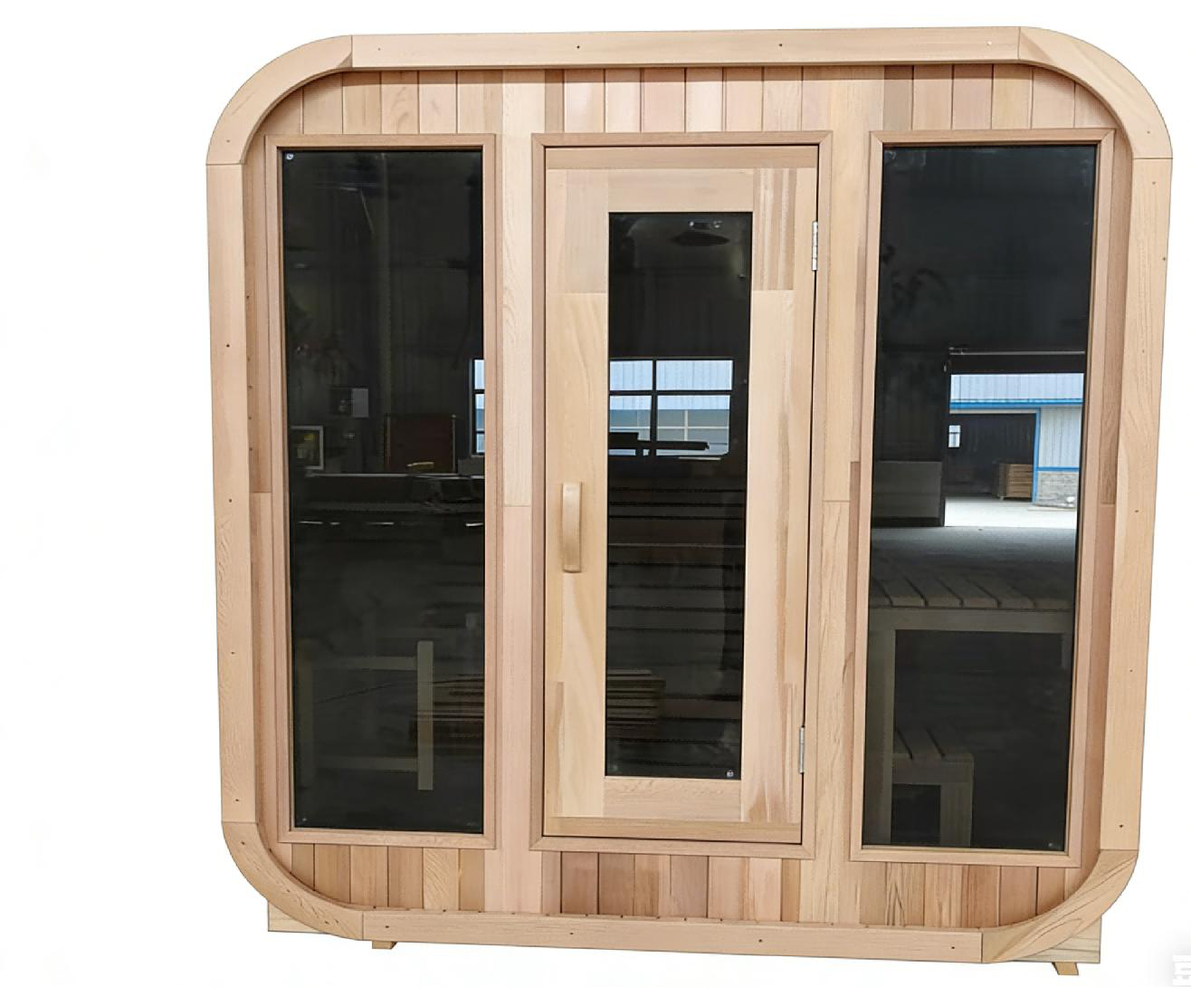 Canadian Red Cedar Double Door Sauna Room with Black Glass Front CSA-744 reference view 2