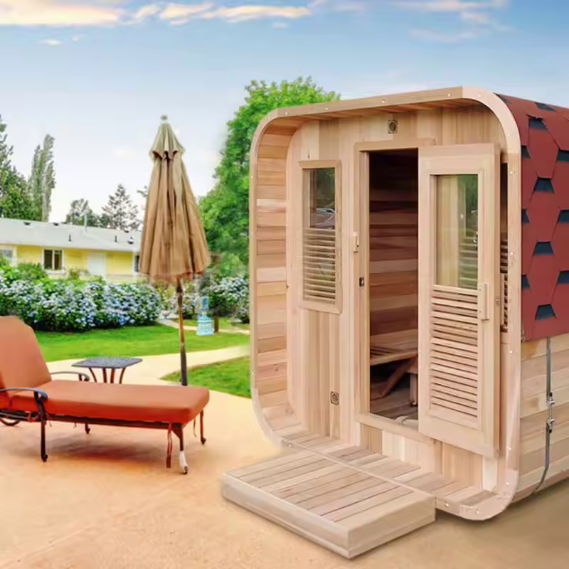 Hemlock Rounded Outdoor Sauna Cabin with Double Glass Front CSA-745 reference view 2