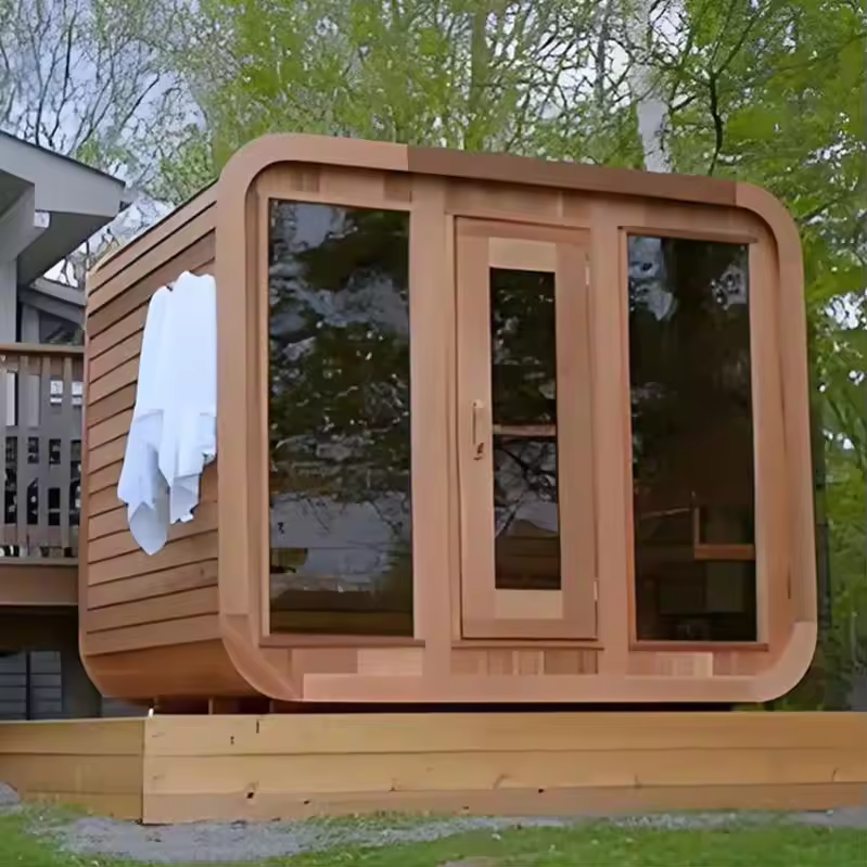 Hemlock Rounded Outdoor Sauna Cabin with Double Glass Front CSA-745 reference view 3