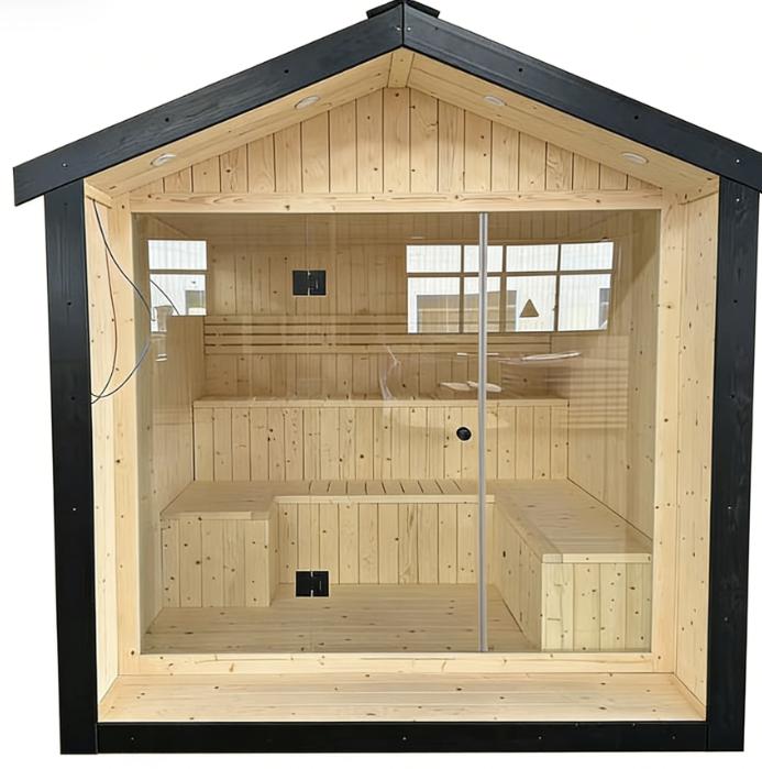 Finnish Pine Square Sauna Room with Wood Heater CSA-746 reference view 2