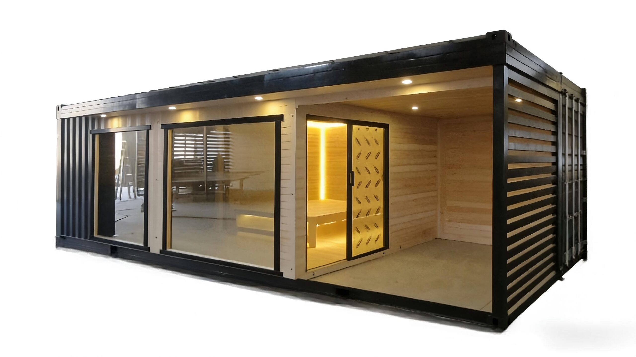 Black Commercial Sauna Room with Glass Front and Salt Wall product image