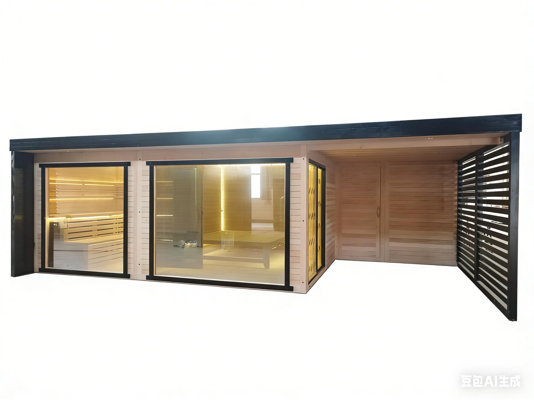 Black Commercial Sauna Room with Glass Front and Salt Wall CSA-749 reference view 2