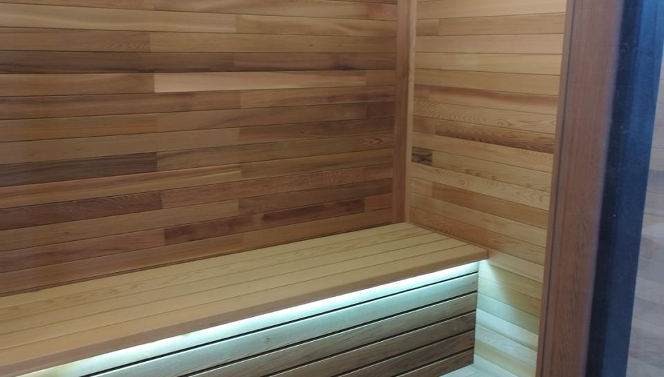 Black Commercial Sauna Room with Glass Front and Salt Wall CSA-749 reference view 5
