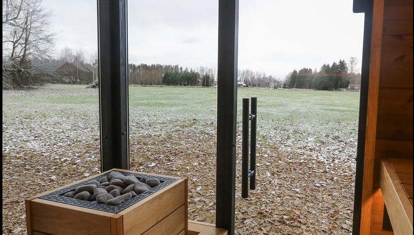 Black Flat Roof Outdoor Sauna Room with Glass Corner CSA-751 reference view 5