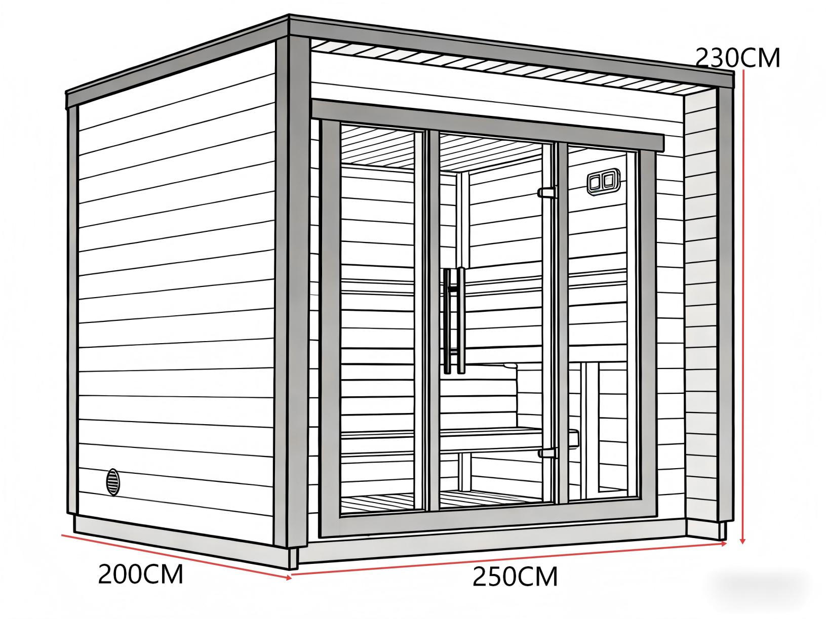 Compact Black Glass Cube Sauna Room with Wood Interior CSA-752 reference view 3