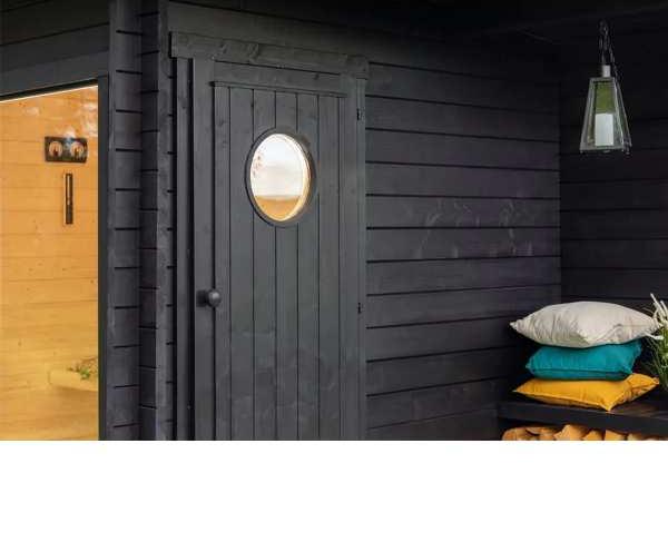 Black Sloped Roof Outdoor Sauna Cabin with Glass Front CSA-753 reference view 5