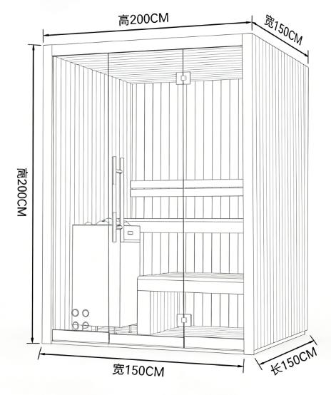 Compact Indoor Black Glass Sauna Room with Wood Interior CSA-755 reference view 3
