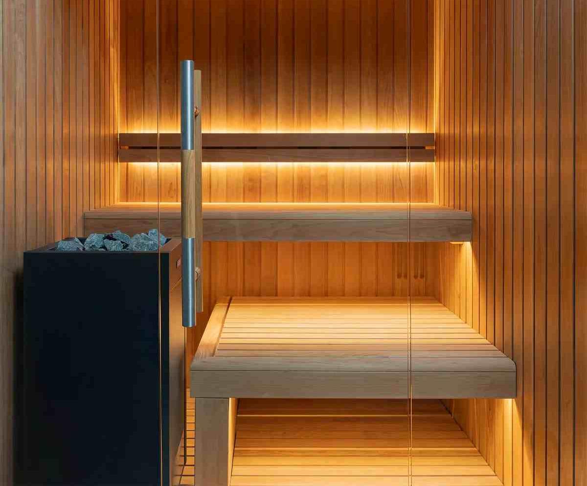 Compact Indoor Black Glass Sauna Room with Wood Interior CSA-755 reference view 4