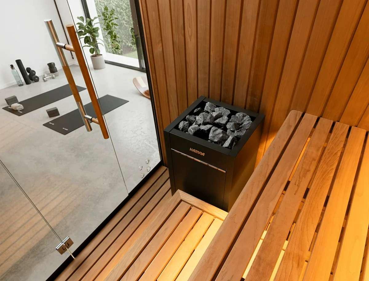 Compact Indoor Black Glass Sauna Room with Wood Interior CSA-755 reference view 5