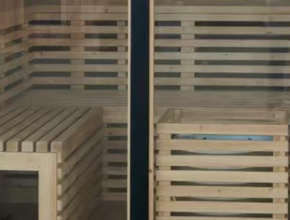 Rectangular Black Frame Outdoor Sauna Room with Glass Front CSA-756 reference view 4
