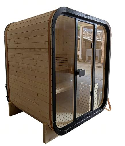 Rounded Corner Outdoor Sauna Pod with Black Glass Front product image